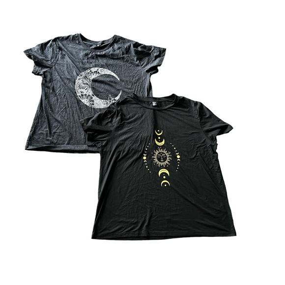 SHEIN Curve Sun & Moon Phases Tee WITH Crescent Moon and a Cat Tee. - Picture 1 of 2
